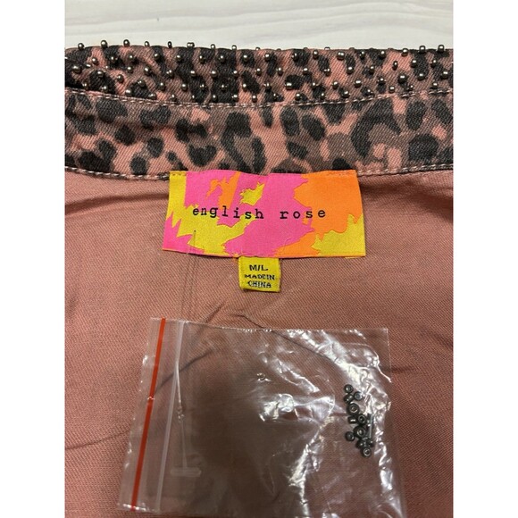 English Rose Womens Animal Print Sleeveless Vest Beaded Collar NWOT Size M/L - Picture 10 of 14